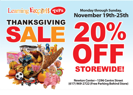20% OFF Sale Storewide - Thanksgiving Week!   Nov 19th - Nov 25th