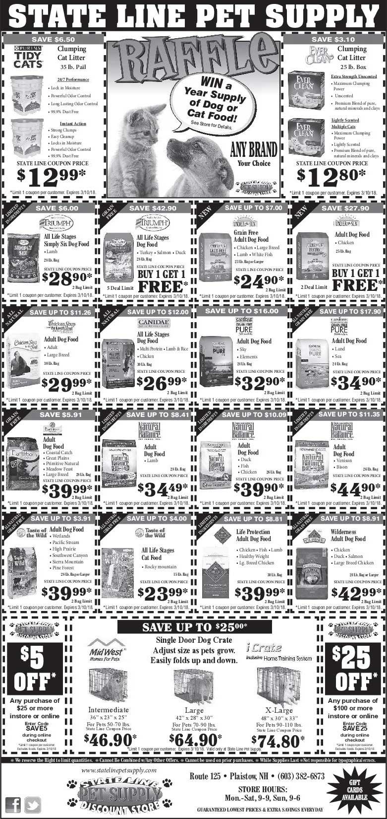 Sales and Coupons at State Line Pet Supply
