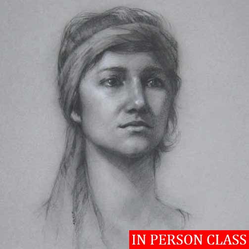 Charcoal Portrait Daylong Class taught by Suzann Beck